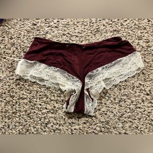 Victoria's Secret Burgundy and Cream Lace shorts